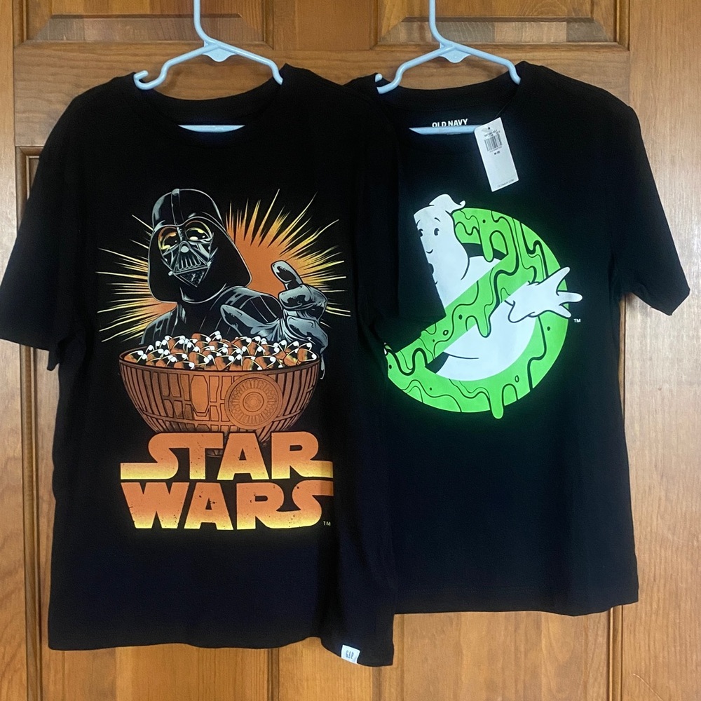 NWT black short sleeve shirts/Gap Star Wars Darth Vader/Old Navy Ghostbusters, M